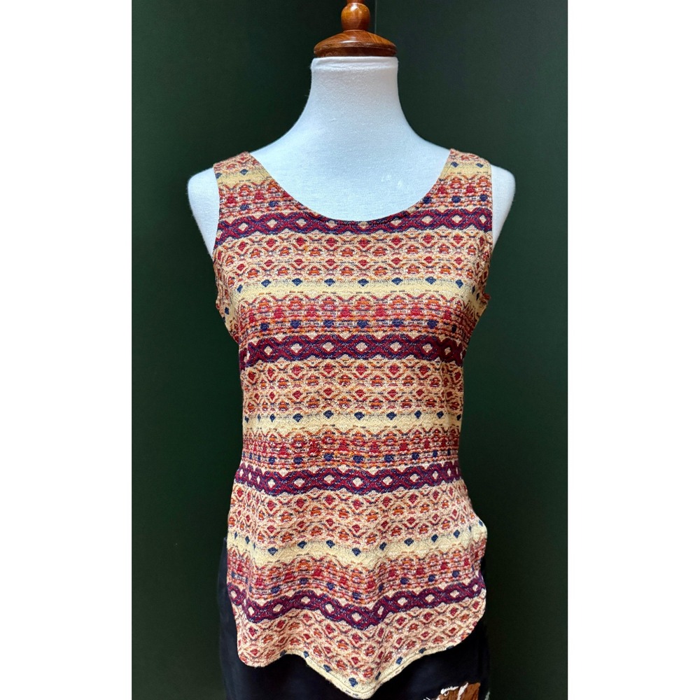 Vintage Sears‎ and Roebuck Knit Geometric Print Tank Top Women's S